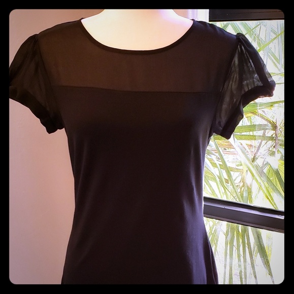 Express Tops - Express black top with sheer capped sleeves, NEW